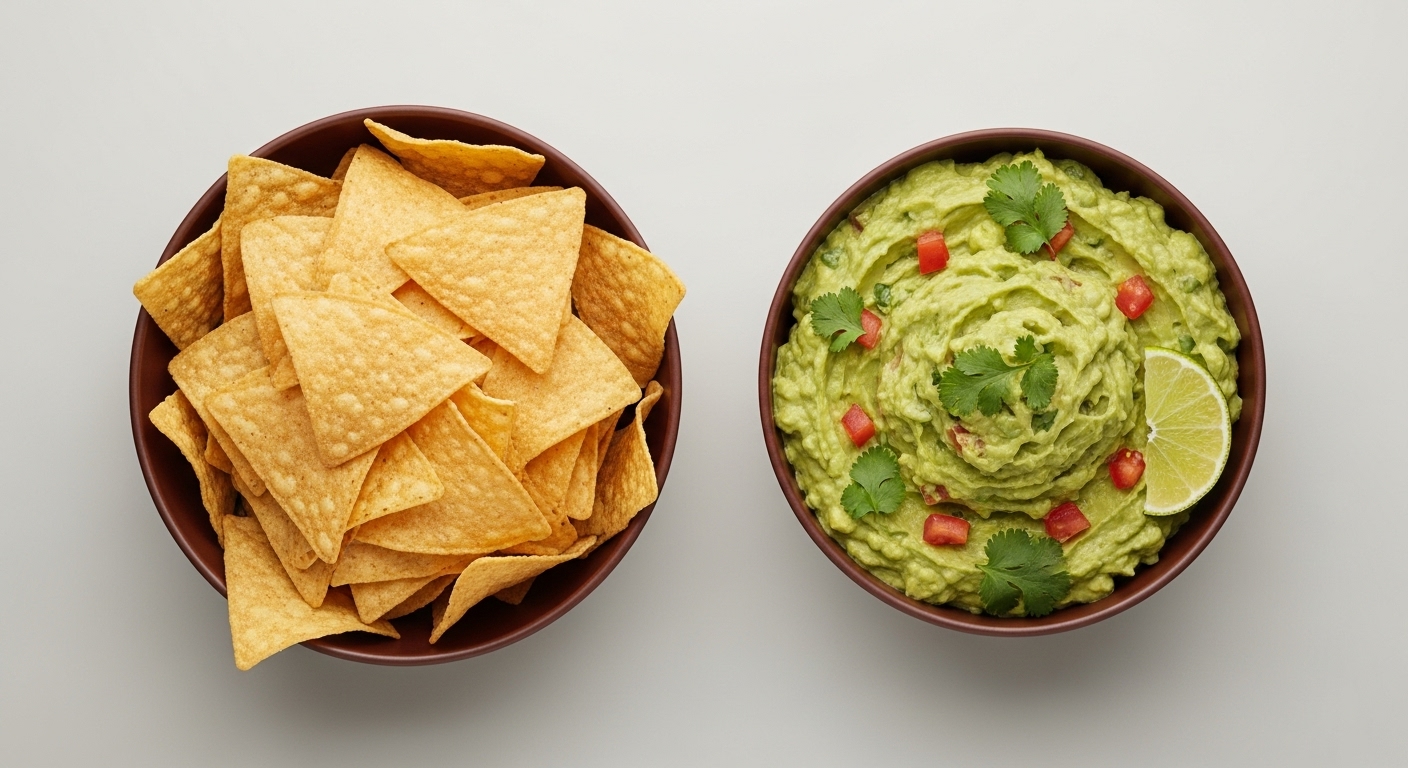 Chipotle Chips and Guacamole - Fresh tortilla chips with hand-mashed guacamole