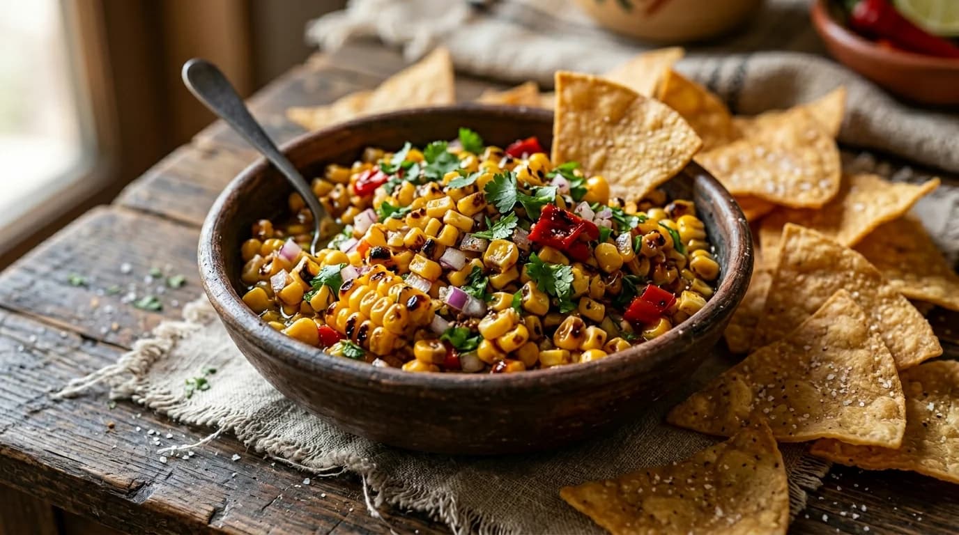 Chipotle Chips & Roasted Chili Corn Salsa - $3.50