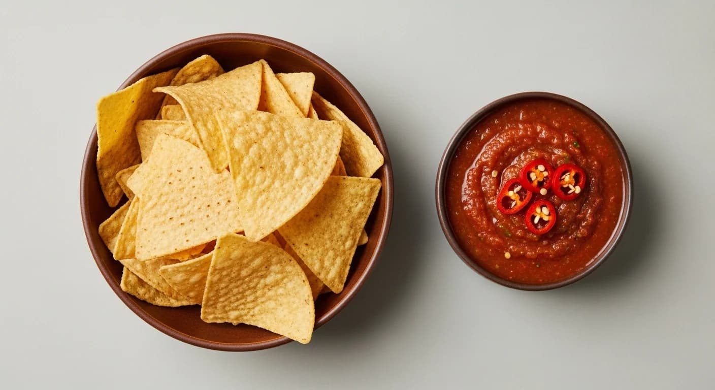 Chipotle Chips & Tomatillo Red Chili Salsa - $3.50